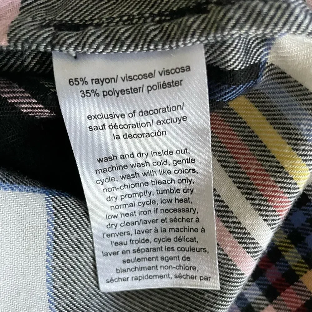 Tommy Hilfiger Plaid Zip Up Popover Shirt Size Small
